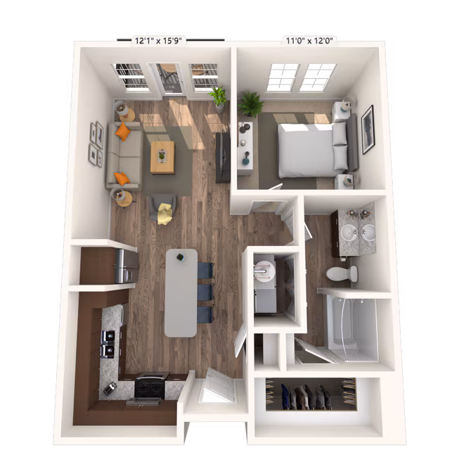 1 Bed • 1 Bath 419 floor plan